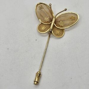 gold tone mesh butterfly stick pin